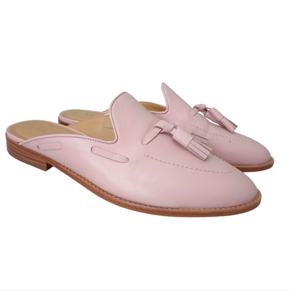 Talbots Leighton Leather Mules Warm Rose Pink with Tassel